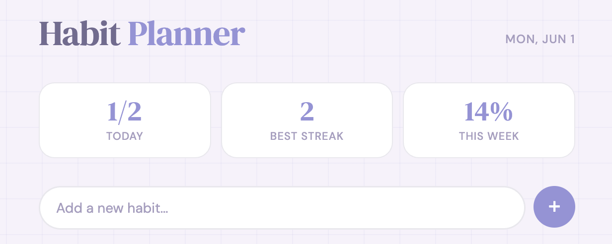 Habit Planner | Yuxiang Chen | Professional Portfolio